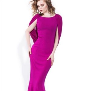 Odrella gown with faux cape and jeweled back